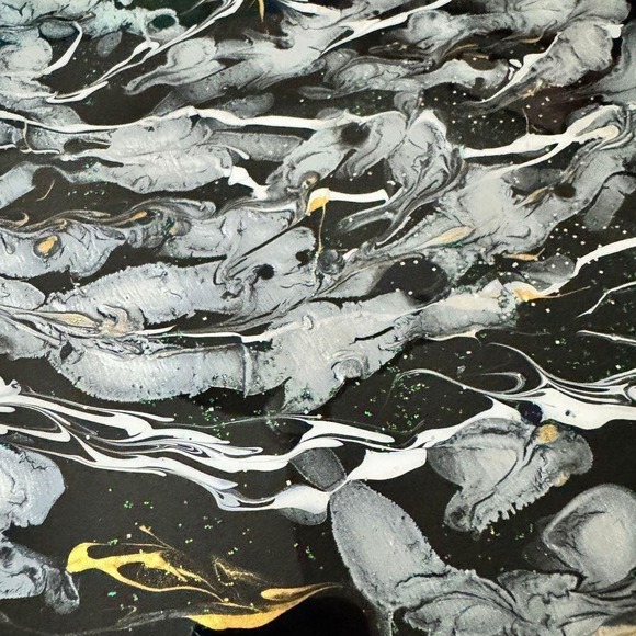 Stunning 18" Handpainted Lazy Susan - Metallic Abstract Art - Picture 4 of 5